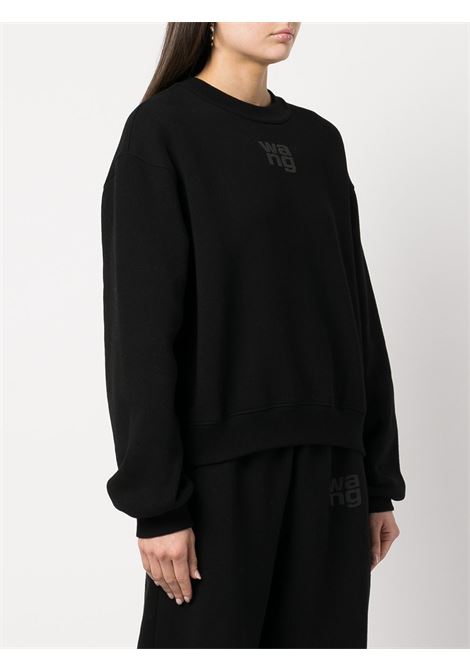 Black  logo-print crew neck sweatshirt - women ALEXANDER WANG | 4CC3221360001